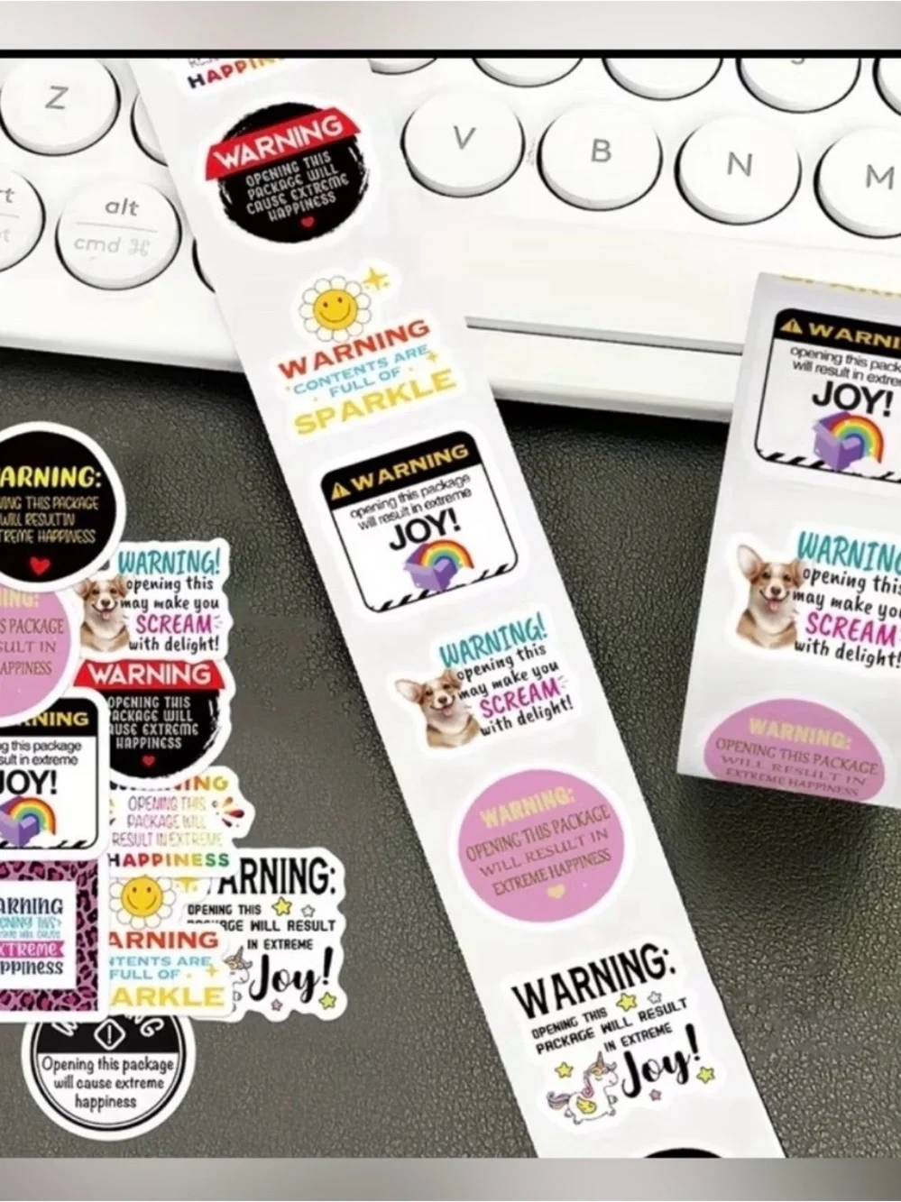 2 Roll of 500 Warning this Package Stickers